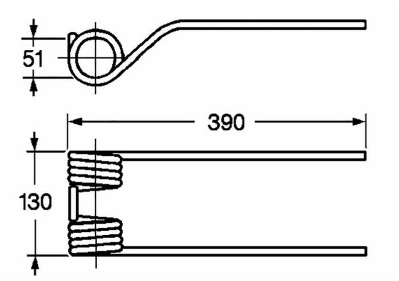 Molla girello adattabile MaschioDente girello lunghezza 390mm Ø filo 9,5mm Confezione da 1pz