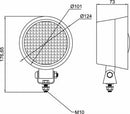 Faro da lavoro alogeno rotondo Ø 124mm ad ampio raggio 55-70W senza lampadina