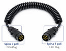 Prolunga cavo spiralato con spine 7 poli da 12V