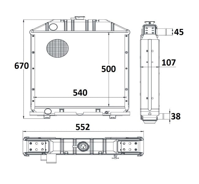 Radiatore per trattore adattabile al rif. originale Fiat 5143883