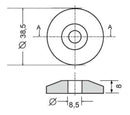 Borchia per cabine foro passante Ø 8,5mm confezione da 5 pezzi