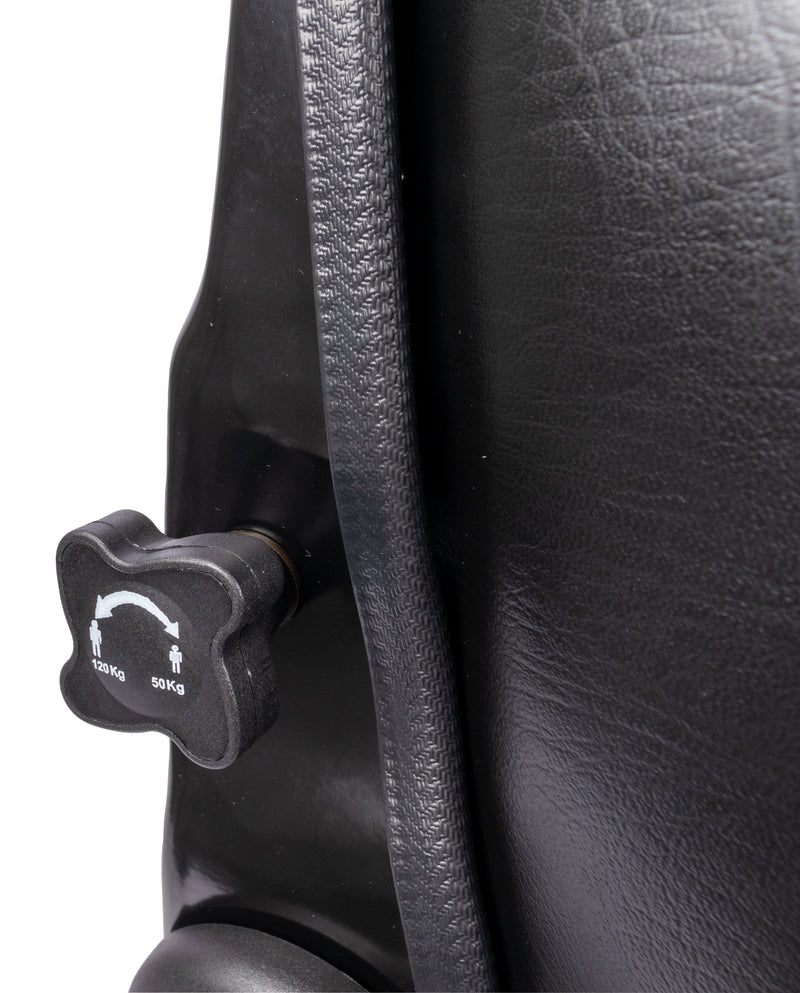 Sedile MUL020MA in sky nero con sospensione meccanica microswitch e cintura