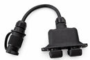 Cavo di alimentazione con doppia presa 12V impermeabile a 3 poli e spina 3 poli con cappuccio, lunghezza 200 mm