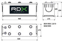 Batteria RDX destra 12V 135AH 800A 509x175x204mm