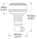 Lampeggiante a LED 12-24V, base ad asta flessibile, 18 LED, IP67