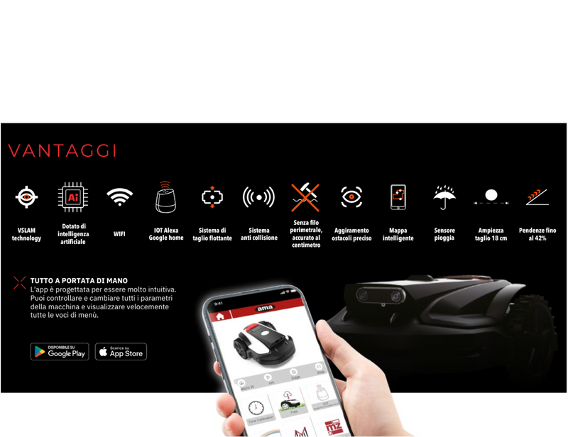 Robot tosaerba Freemow RBA501 taglio fino a 500 mq