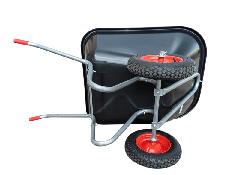 Carriola con vasca in plastica da 160 kg e due ruote da 3.8"