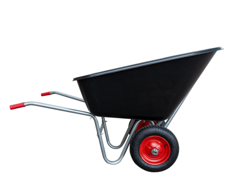 Carriola con vasca in plastica da 160 kg e due ruote da 3.8"