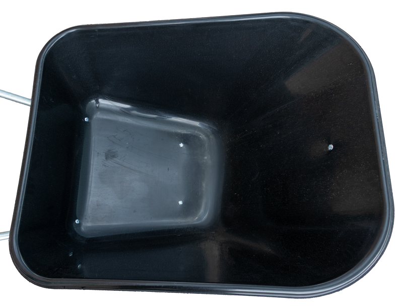 Carriola con vasca in plastica da 160 kg e due ruote da 3.8"