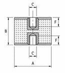 Antivibrante femmina/femmina 40x30,M10 confezione da 5 pezzi