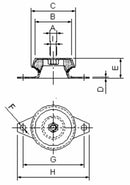 Supporto antivibrante a campana 62X30mm con filetto M10