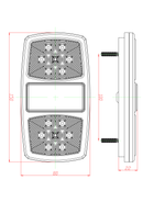 Fanale posteriore dx a LED 12V dimensioni 150x22x80mm
