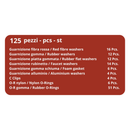 Assortimento o-ring in gomma da 125 pezzi