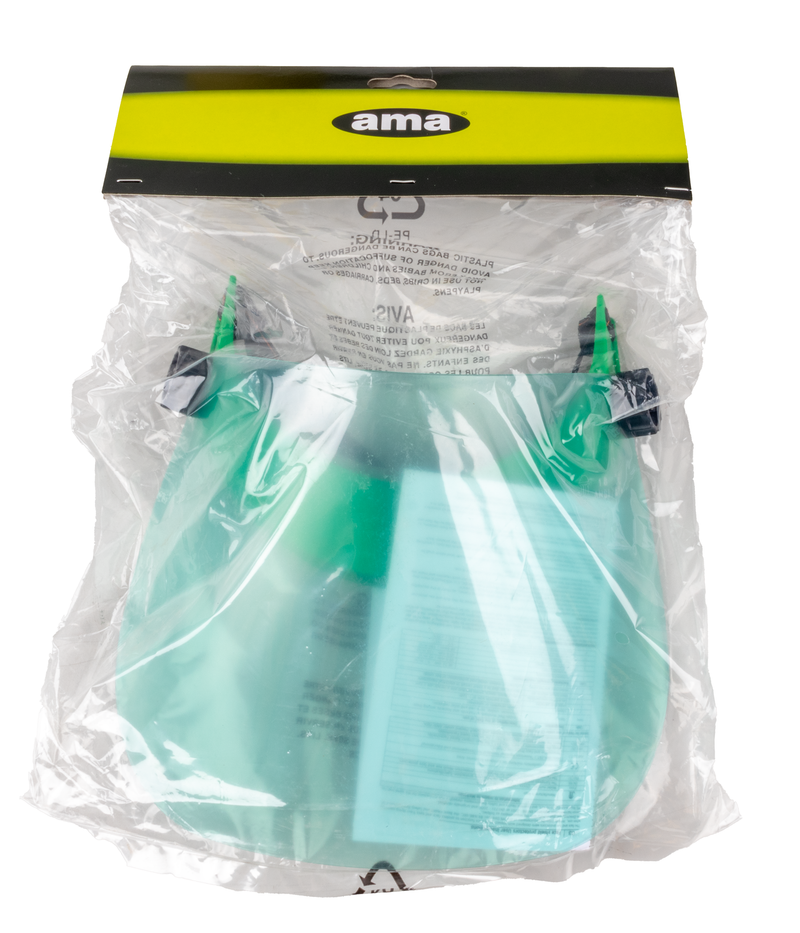 Visiera protettiva professionale in policarbonato verde per giardinaggio