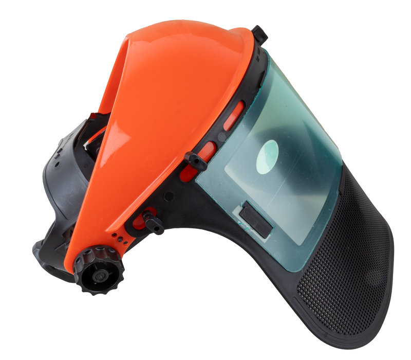 Visiera protettiva combinata in policarbonato e rete arancione