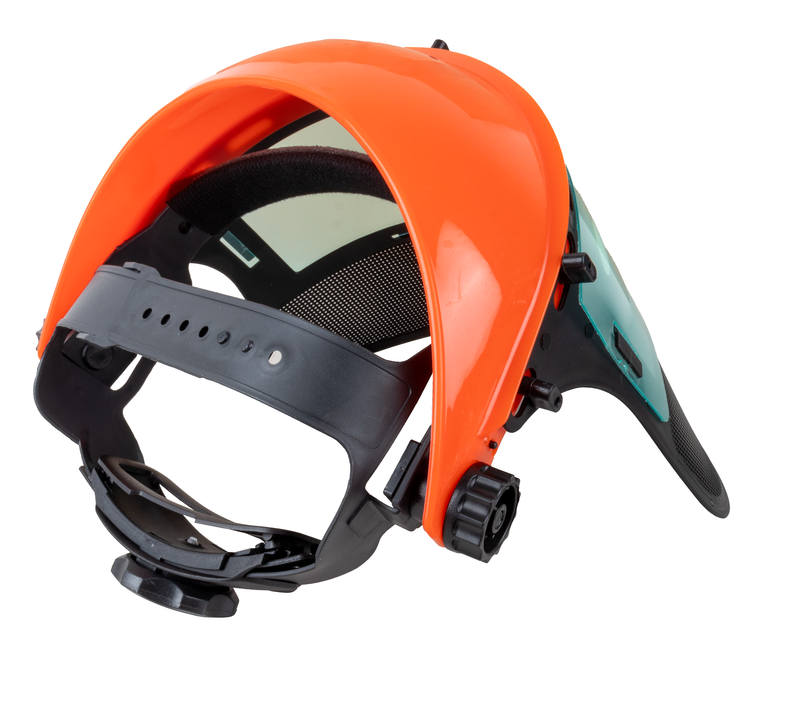 Visiera protettiva combinata in policarbonato e rete arancione