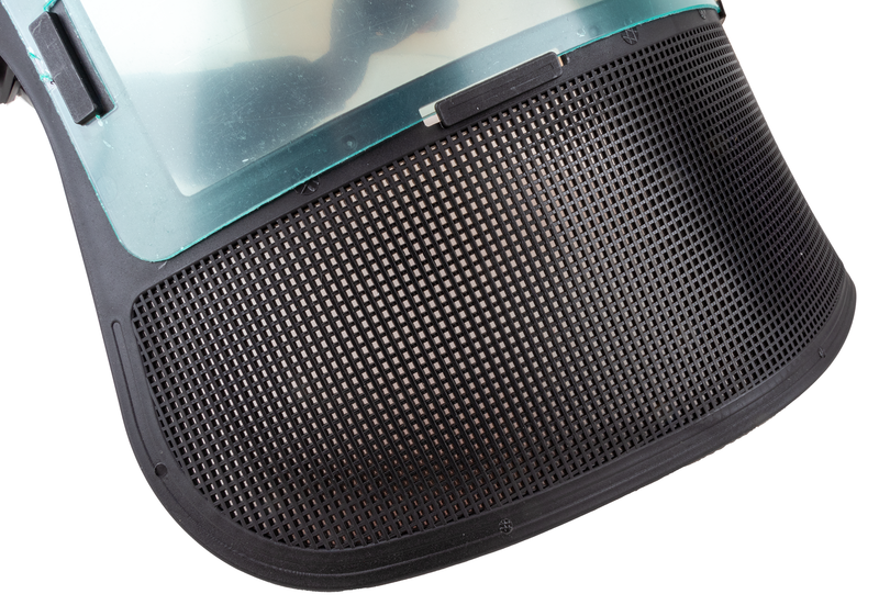 Visiera protettiva combinata in policarbonato e rete arancione