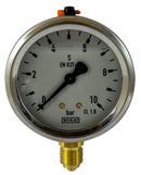 MANOMETRO IN INOX Ø 63MM, SCALA 0/10 BAR, ATTACCO RADIALE G 1/4"