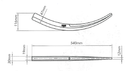 Dente per forcone leggero lunghezza 540mm larghezza 47mm
