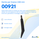Dente per erpice lunghezza 248 mm lunghezza filetto 45 mm confezione da 10 pezzi