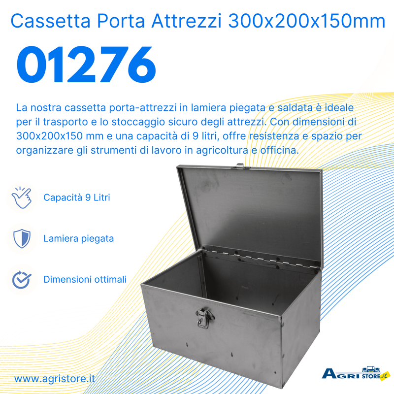 Cassetta porta attrezzi in lamiera 300x200x150mm