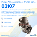 Pompa di alimentazione per trattori a nafta adattabile Same 0.003.8319.6/10 e BCD 1910/5