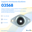 Supporto antivibrante a campana 92x45mm con foro Ø 16,2mm