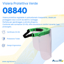 Visiera protettiva in policarbonato verde certificata CE-EN 10 pezzi confezione da 5 pezzi