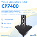 Vomere lancio piatto 150X6/45 per molle per vibrocoltivatori