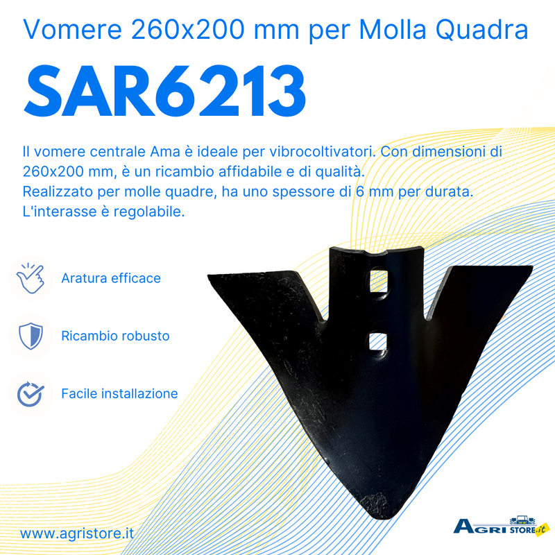 Vomere 260x200 centrale per molla quadra confezione da 2 pezzi