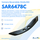 Vomere reversibile 50x8x260 per molla quadra confezione da 3 pezzi