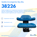 Sedile avvolgente in sky blu con sospensione meccanica