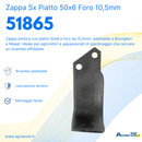 Zappa sx piatto 50x6 e foro 10,5mm adattabile
