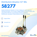 Distributore idraulico da 1/2" a 2 leve doppio effetto 80L