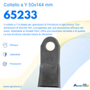 Coltello a Y altezza 50mm lunghezza 144mm adattabile Ferri