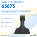 Mazza trincia dentata 100x120mm attacco 42mm e foro 20,5mm
