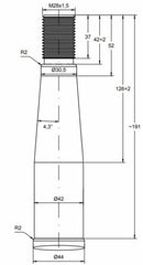 Punta filettata per caricamento frontale ø 42mm lunghezza 1400mm