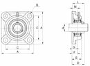 Supporto a flangia quadra autoallineante Ama UCF 208  con cuscinetto Ø 40mm