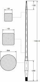 Punta filettata per caricamento frontale ø 42mm lunghezza 1100mm