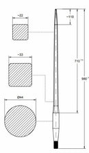 Punta filettata per caricamento frontale ø 42mm lunghezza 980mm