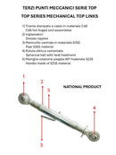 Terzo punto meccanico Top cat. II per trattori otre 90HP lunghezza regolabile 525-760mm tirante filettato M36