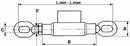 Manicotto per catena stabilizzatrice con tenditori ad asola 350mm filettatura M18x2,5