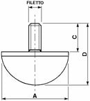 Antivibrante paracolpi ø 30 x M6 confezione da 10 pezzi