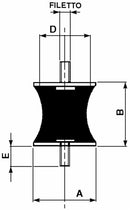 Antivibranti cilindrici sgolati 40x30mm M8 confezione da 10 pezzi