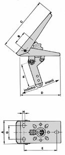 Pedale per acceleratore freno o frizione con movimento leva indietro l=190mm