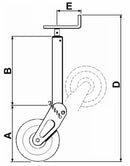 Servotimone con ruota d'appoggio a molla e ribaltamento semiautomatico Ama portata 700kg