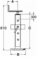 Servotimone regolabile per rimorchi 610mm carico verticale 600kg