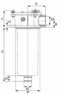 Filtro semi immerso da 1/2" filtrzione 60µ lunghezza 106mm