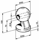 Sfera per sistema ribaltamento rimorchi Ø 60mm con foro Ø 20mm