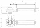 Tirante dx per terzo punto I categoria Ø 19,2mm filettato M27x3